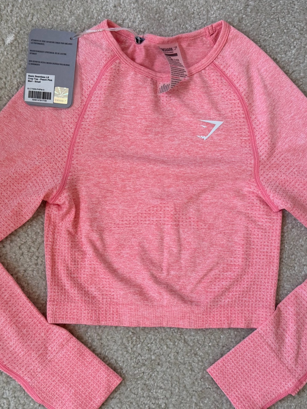 Gymshark Coral-Pink Seamless Long Sleeve Crop Top